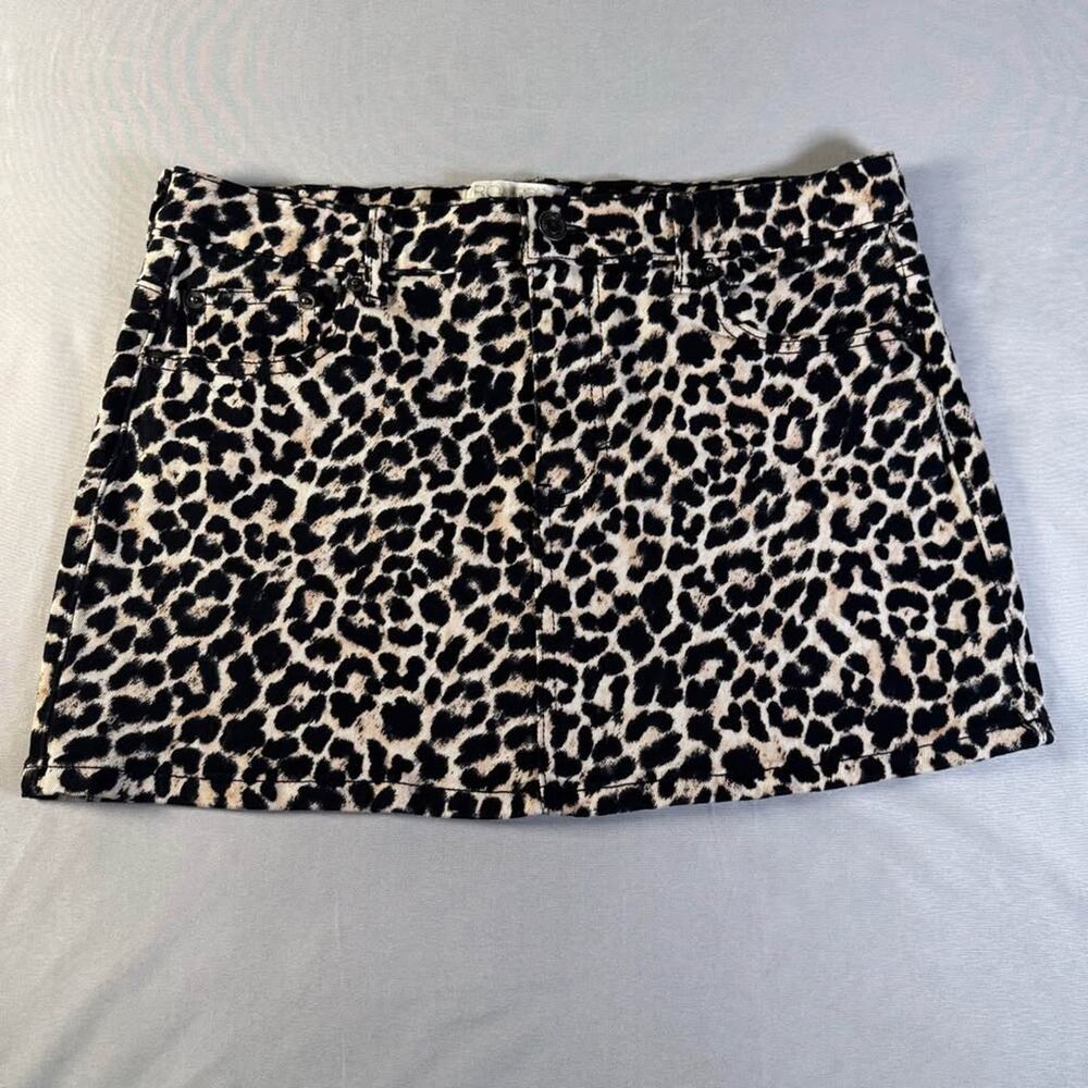 NWOT! Project Rebel Leopard Print Denim Mini Skirt